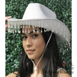 SOMBRERO COWBOY PREMIUM CRISTAL BLANCO x 1